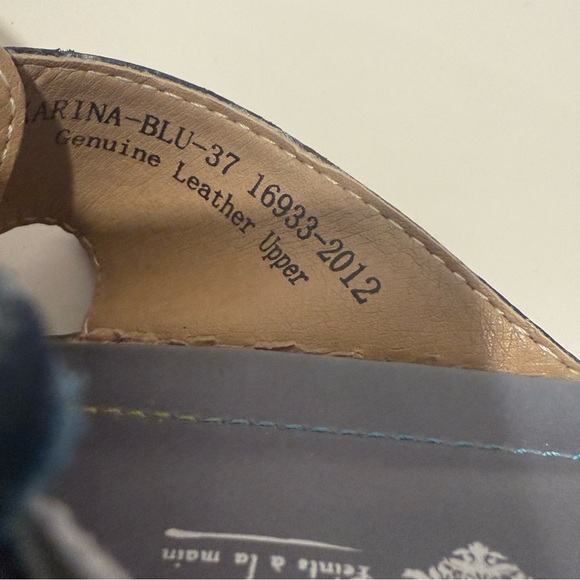 L'Artiste Karina Spring Step Slide Sandal Womens 37US 6.5-7 Blue Leather Slip-On - Picture 6 of 8